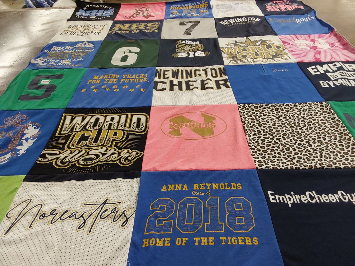 T-shirt quilt featuring newington cheer, norcasters by SILVIA from CT