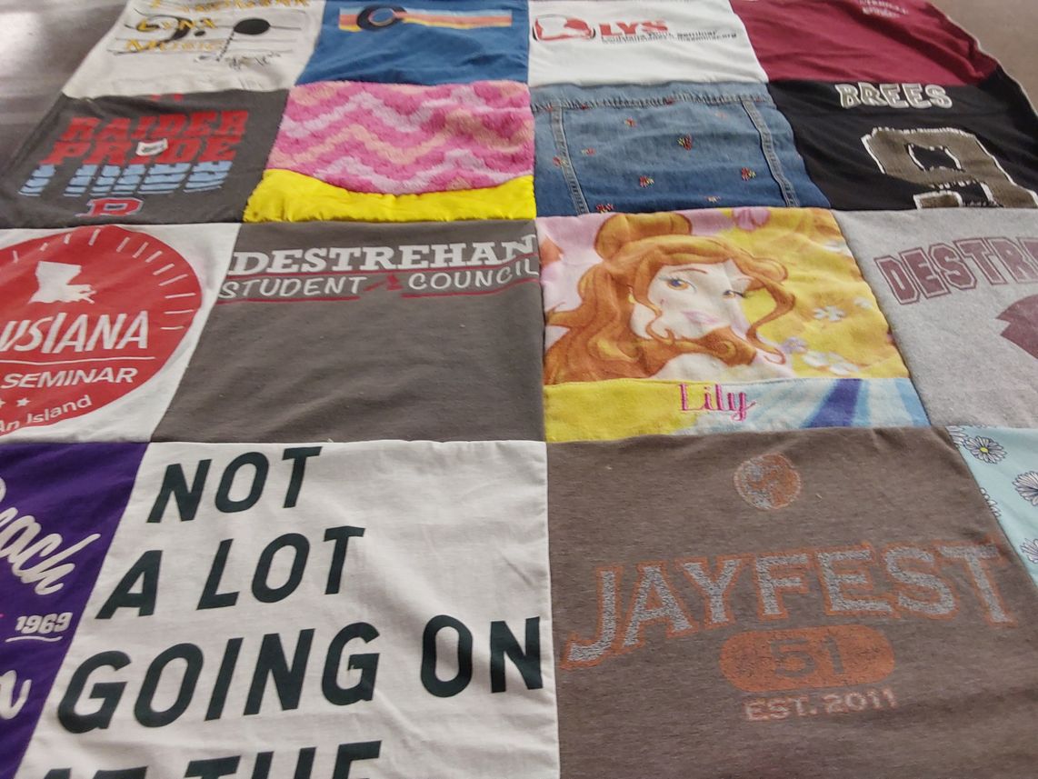 T-shirt quilt from destrehan high school by Victoria from LA