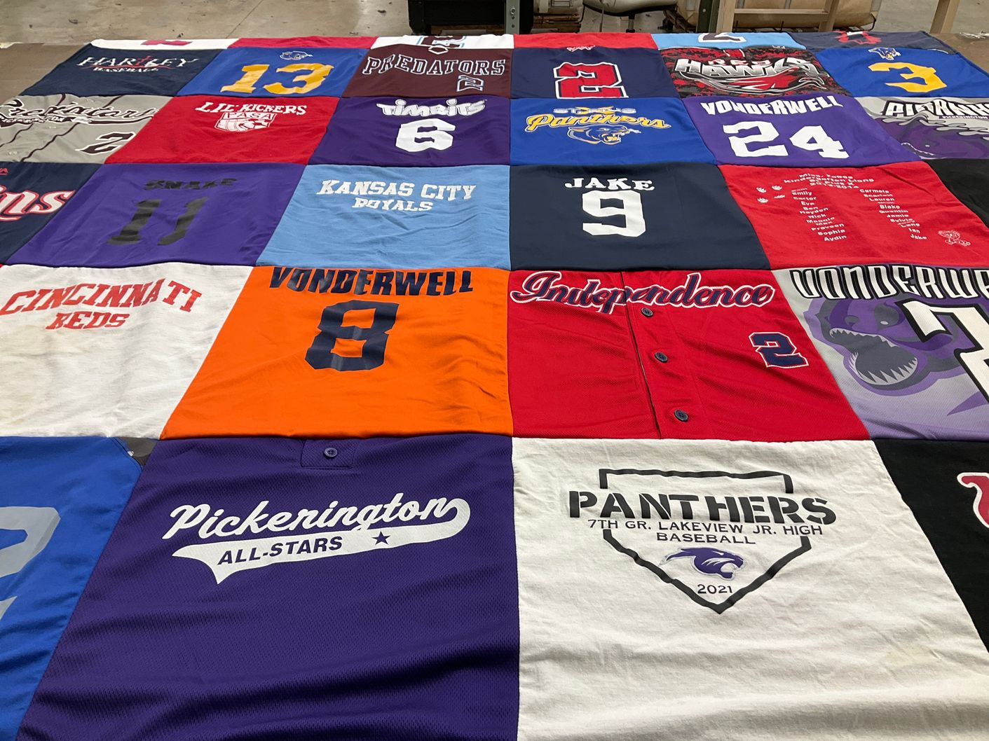 T-shirt quilt featuring cincinnati reds, kansas city royals by Holly from OH