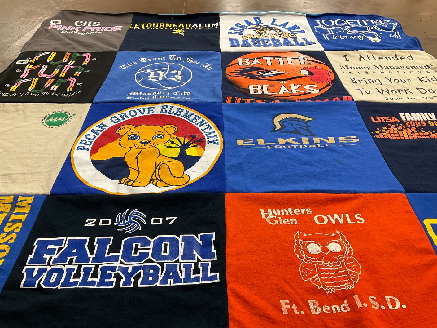 T-shirt quilt featuring sugar land high school baseball, elkins high school football by Barbara from TX
