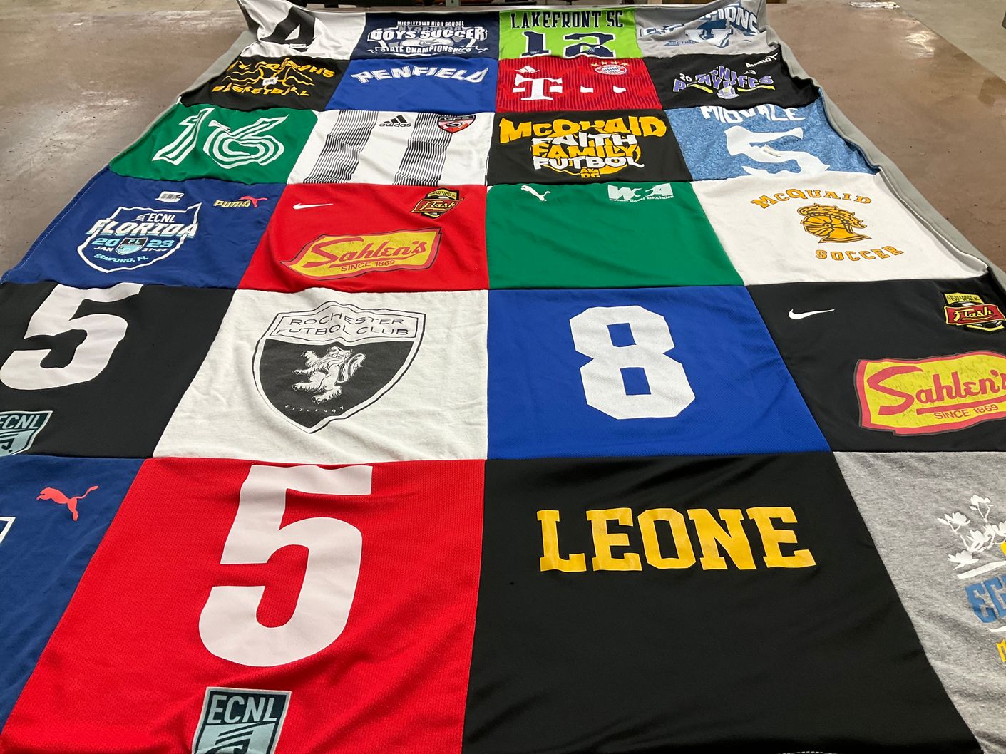 T-shirt quilt featuring lakefront soccer club, rochester lufc by Sarah from NY