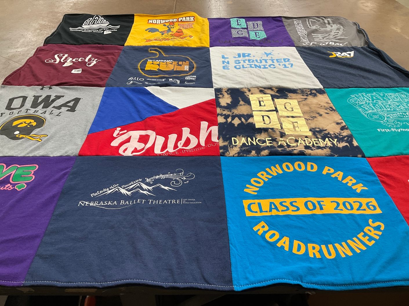 T-shirt quilt from norwood park, iowa university by Lacey from NE