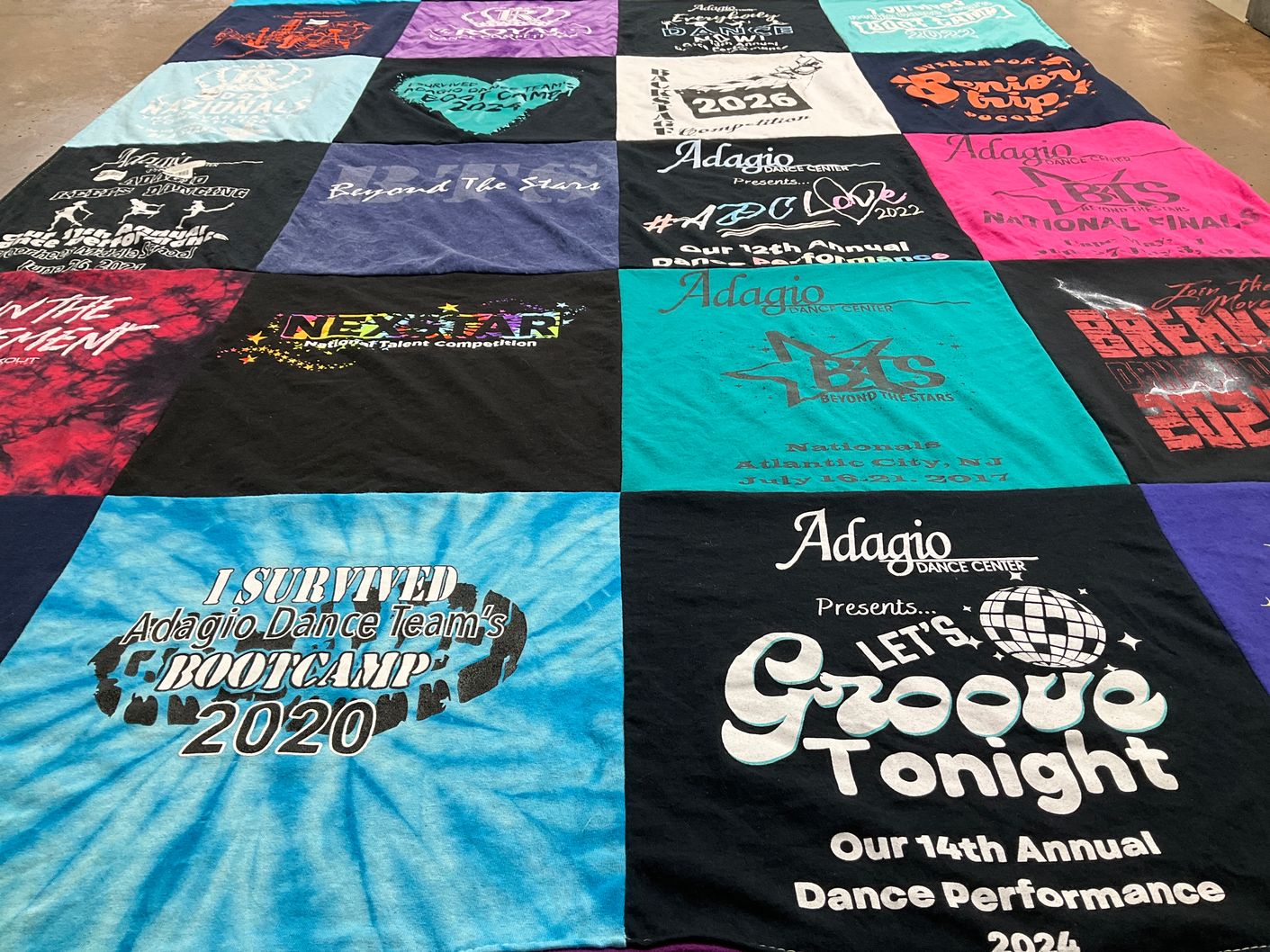 T-shirt quilt with dance, competition themes by MICHELE from NJ
