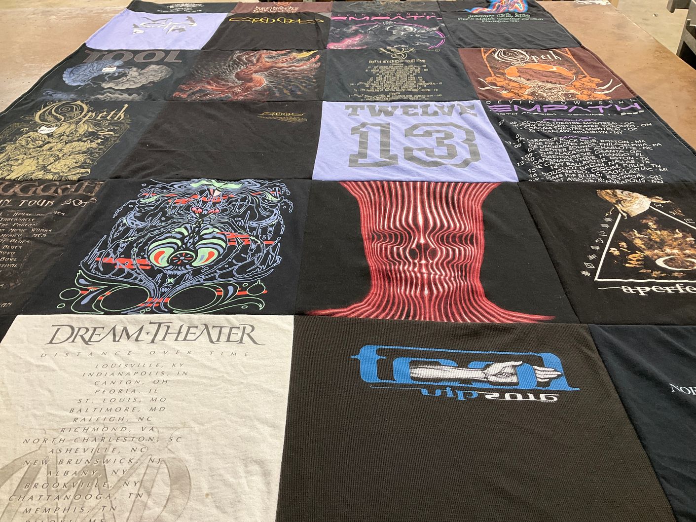 T-shirt quilt with music, concerts themes by Jenni from VA