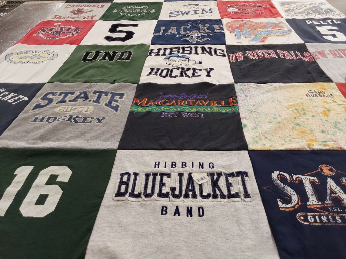T-shirt quilt featuring hibbing bluejackets by Breann from MN