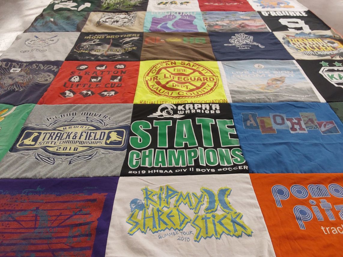 T-shirt quilt featuring kapaa warriors by Sara from HI