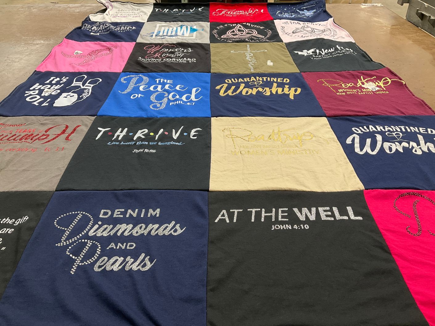 T-shirt quilt with faith, community themes by Sylvia from MI