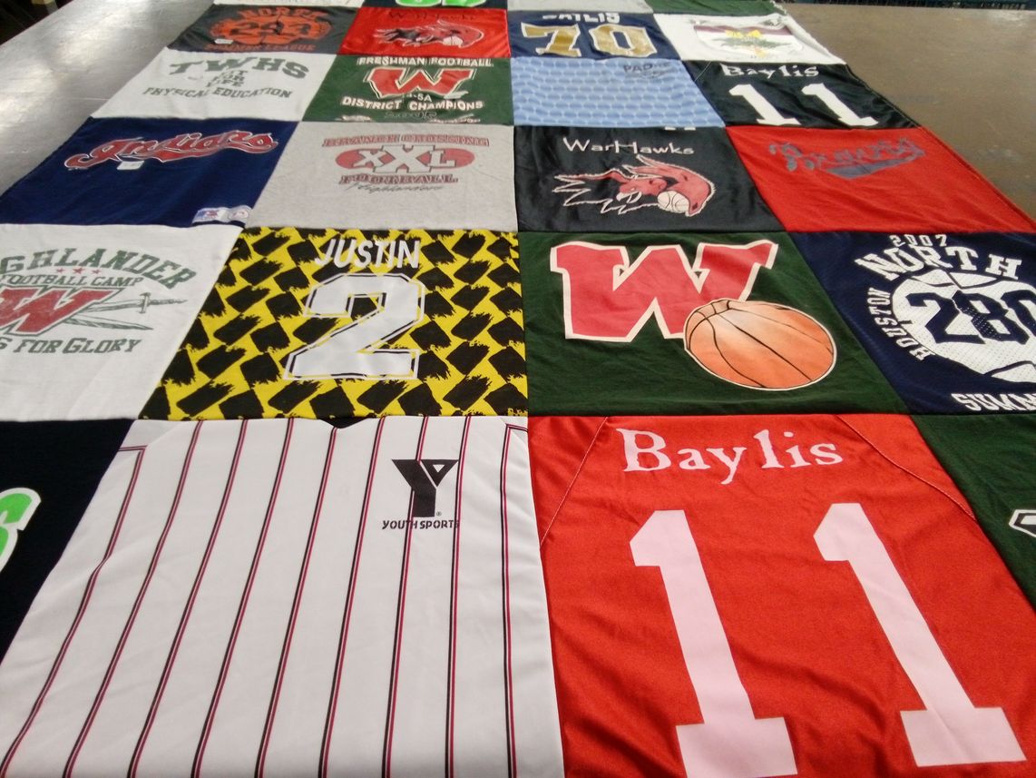 T-shirt quilt featuring warhawks by Jeff from TX