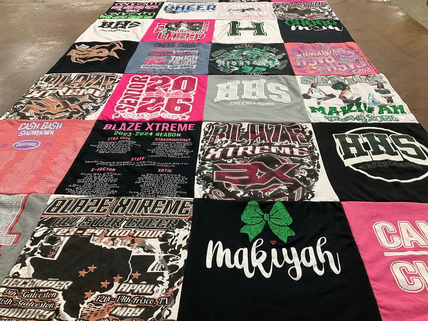 T-shirt quilt from hhs cheerleading by Santrice from TX