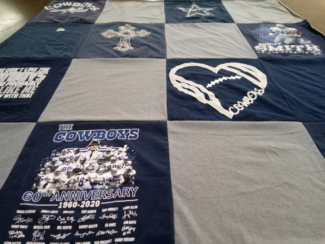 T-shirt quilt featuring dallas cowboys by Shay from GA
