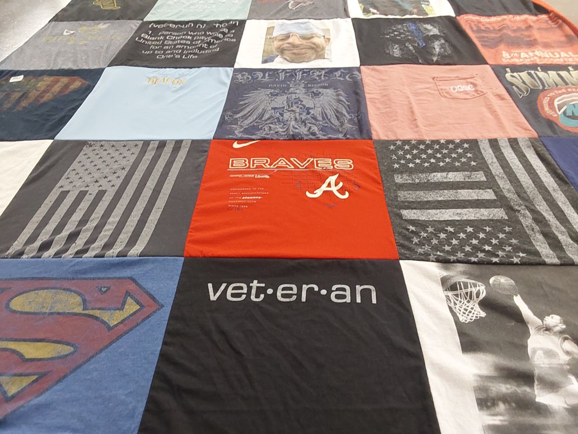 T-shirt quilt with basketball, veterans themes by Tiwanna from GA