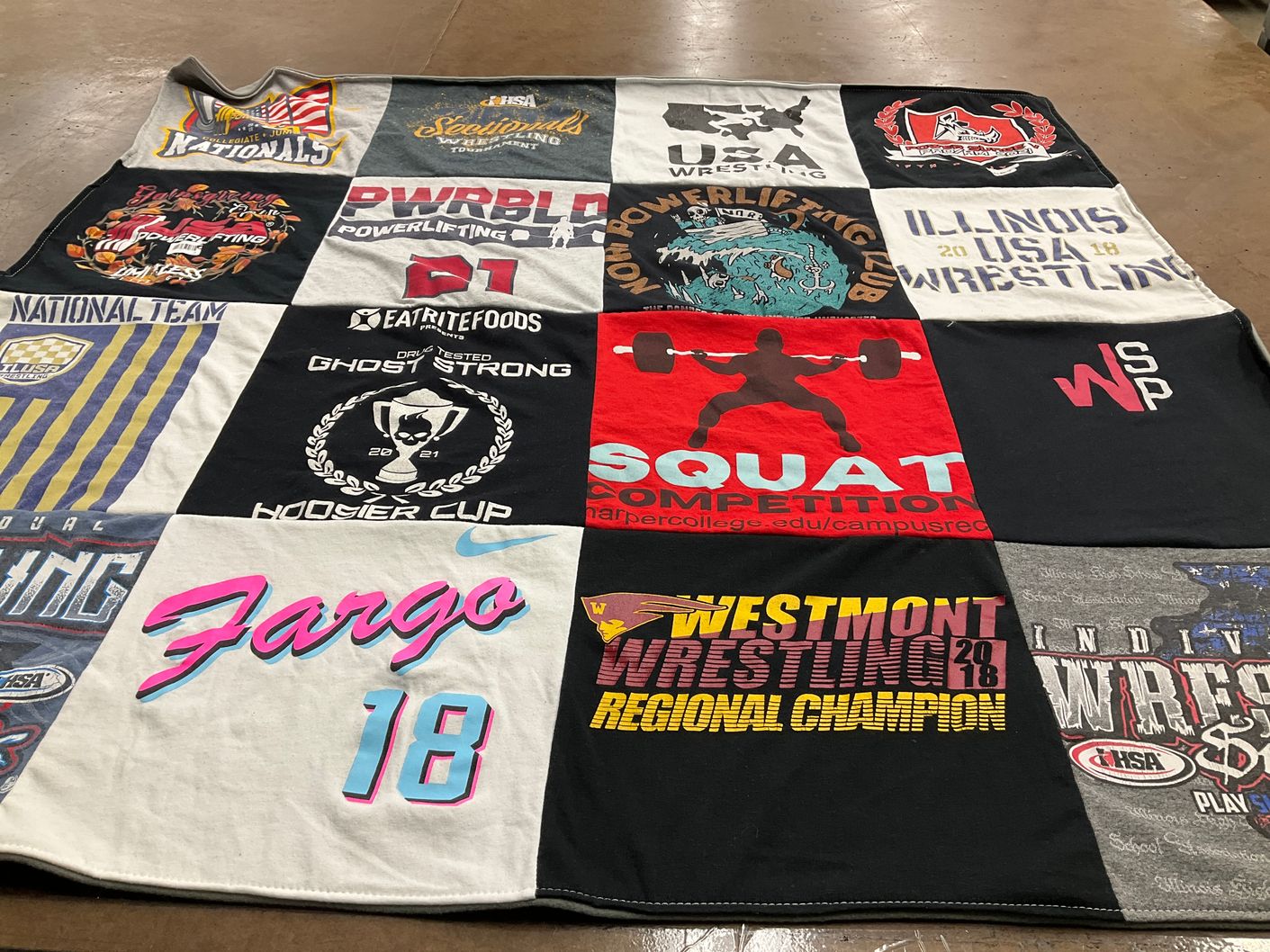 T-shirt quilt featuring illinois usa wrestling by Jenny from IL