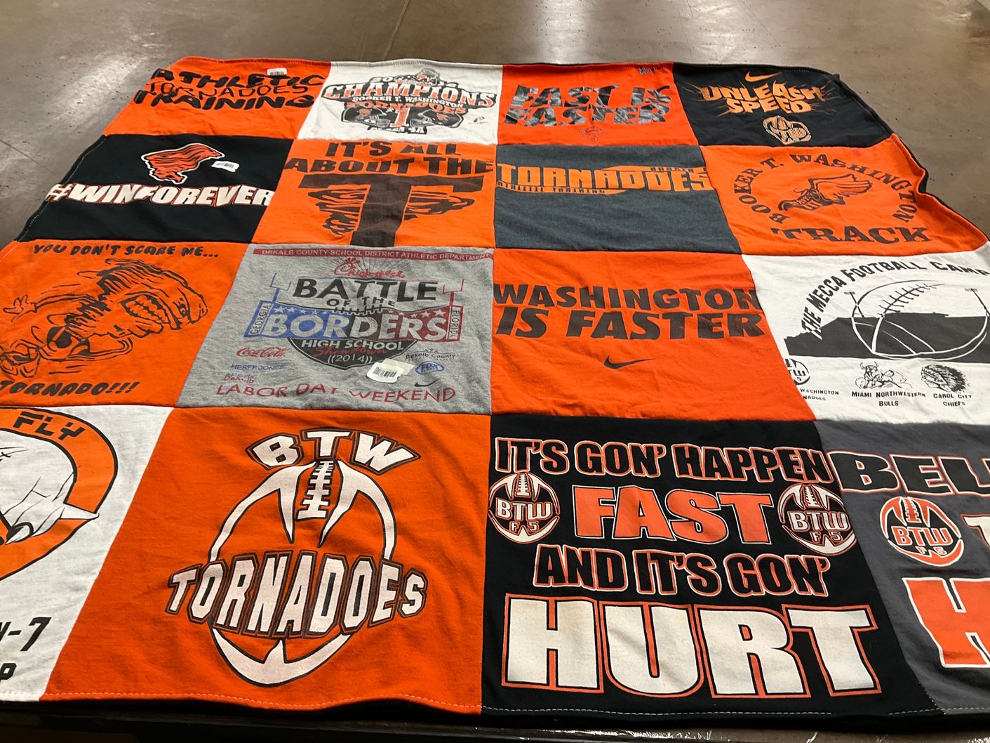 T-shirt quilt featuring btw tornadoes by Nicolette from FL