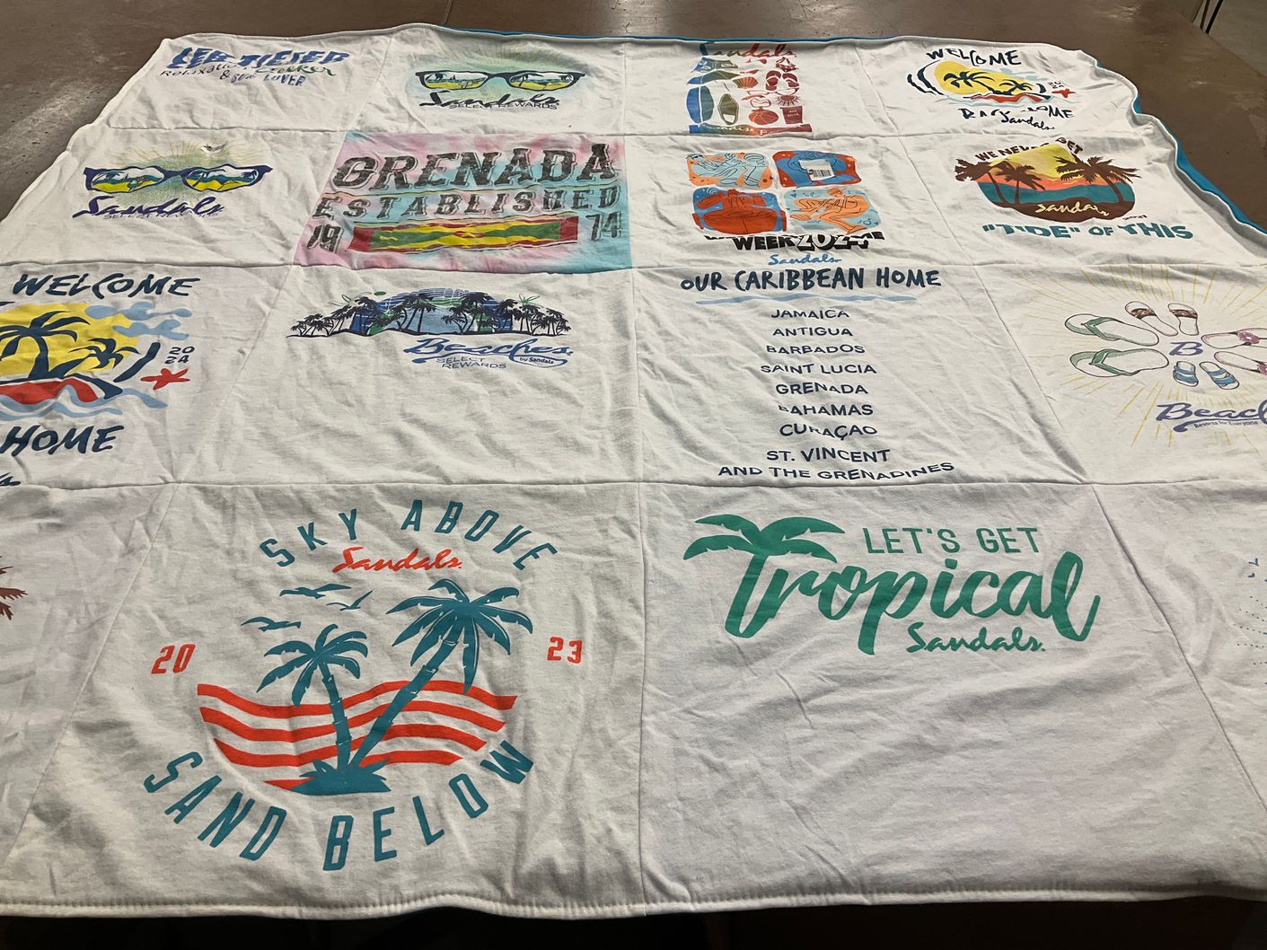 T-shirt quilt with travel, beach themes by Patti from TX