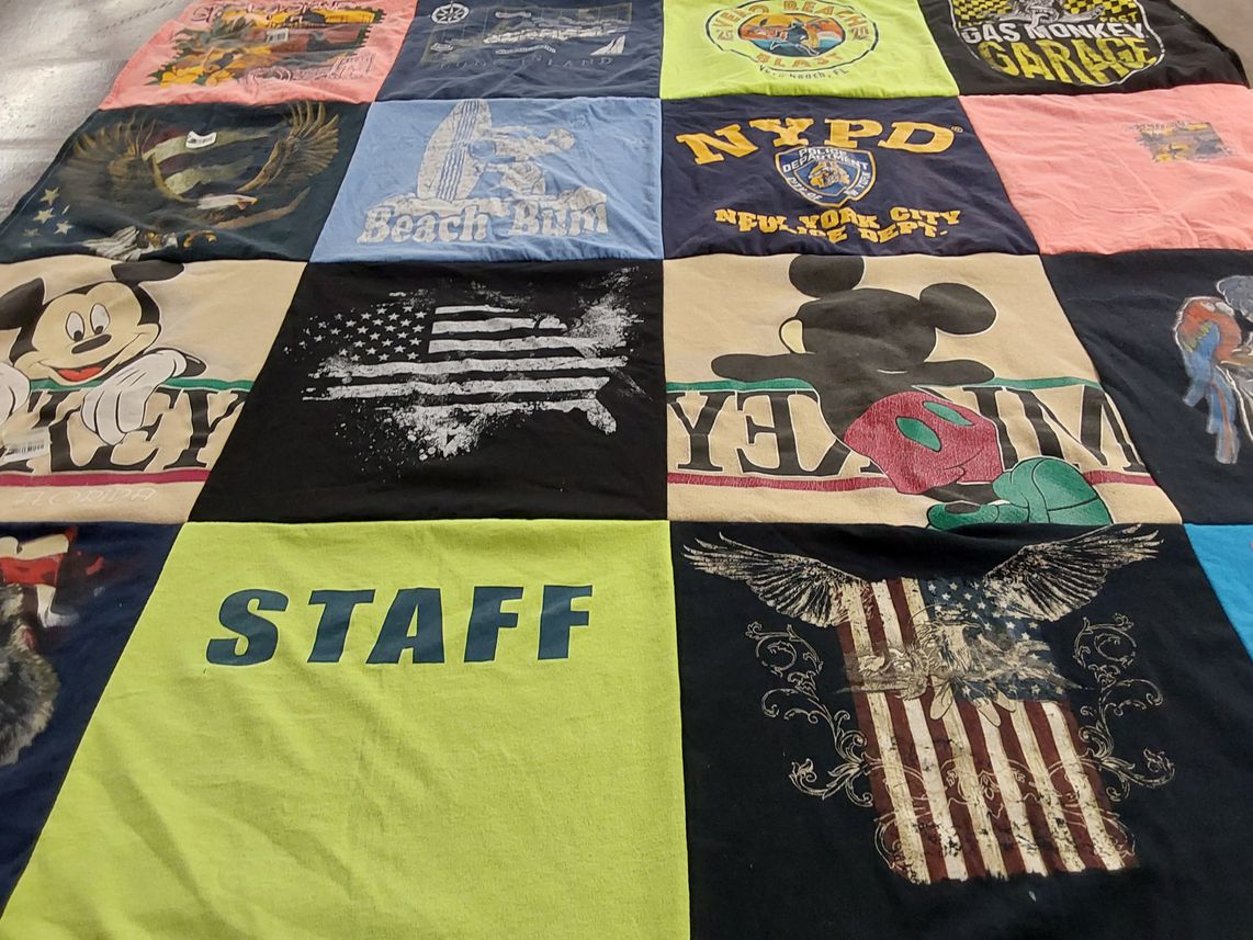 T-shirt quilt with disney, patriotism themes by Jamie from FL