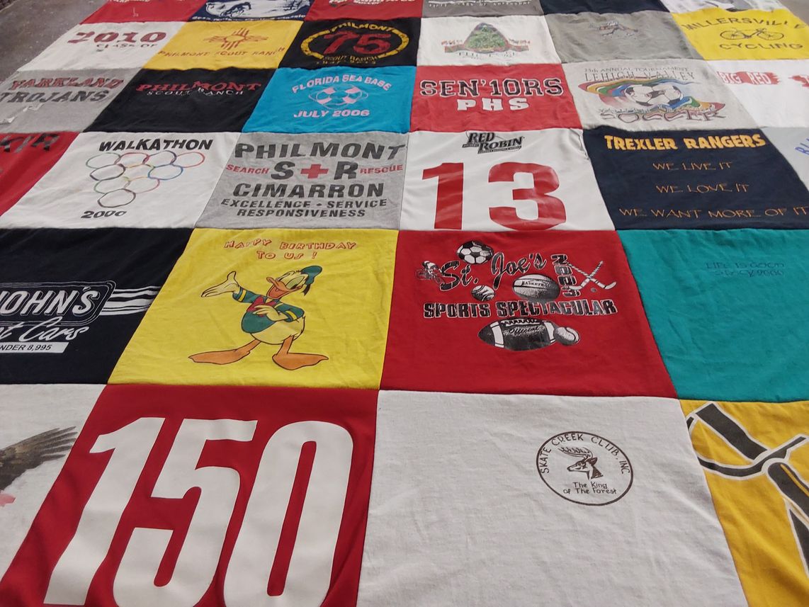 T-shirt quilt featuring st. joseph's university by Sue from PA