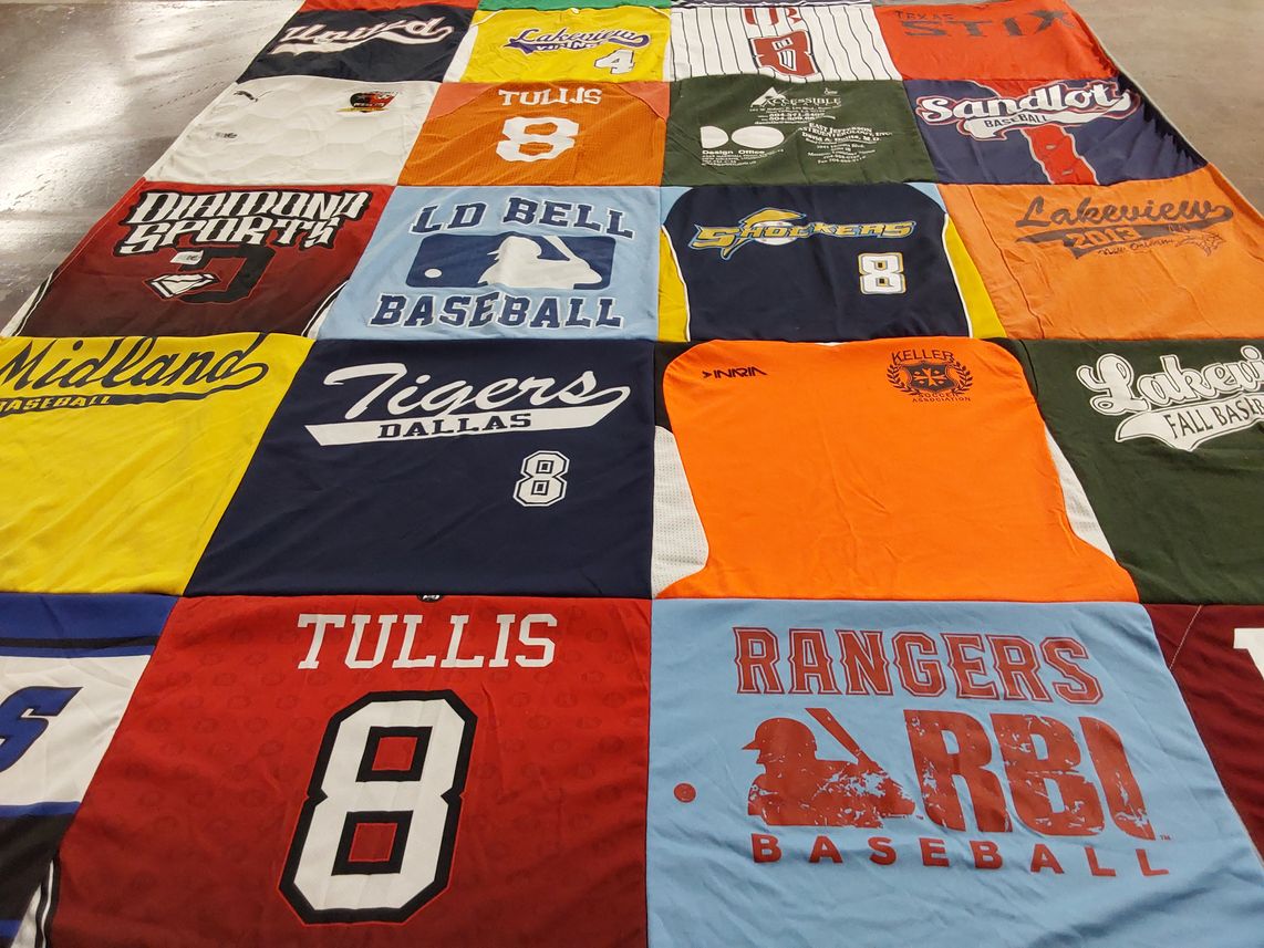 T-shirt quilt featuring tigers baseball team, shockers baseball team by Amy P. from TX