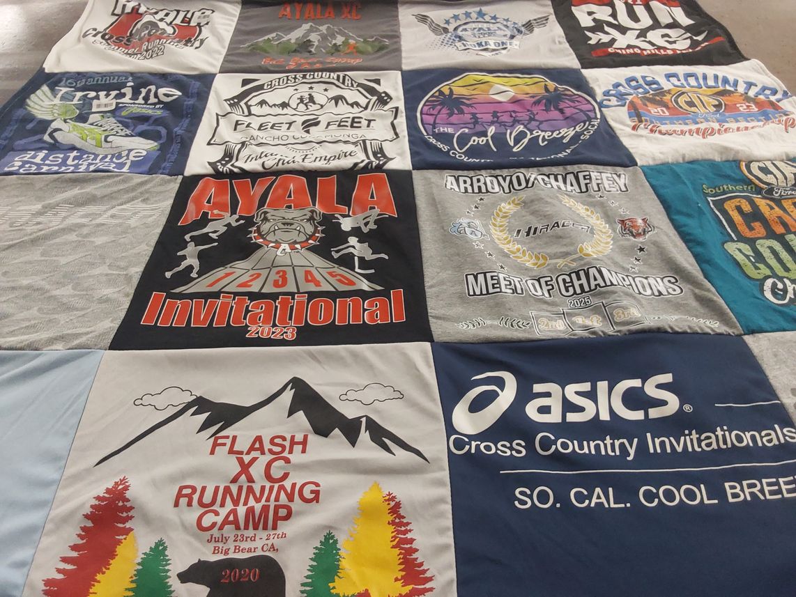 T-shirt quilt from ayala high school, arroyochaffey high school by Cat from CA