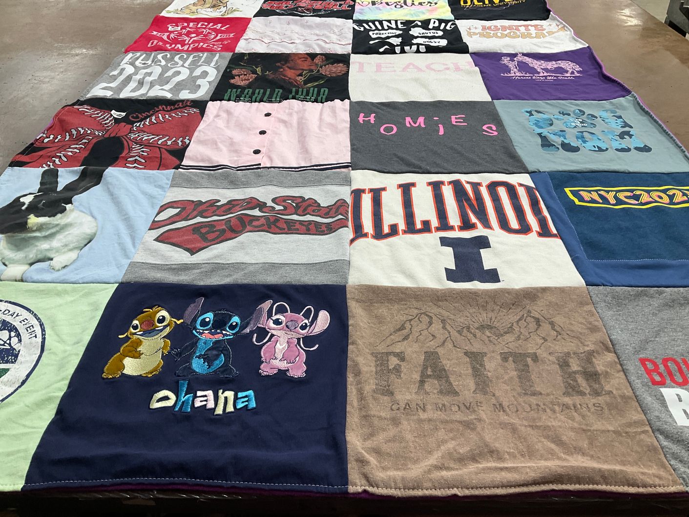 T-shirt quilt featuring ohio state buckeyes, illinois fighting illini by addie from IL