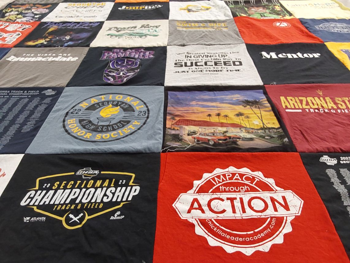 T-shirt quilt featuring arizona state university track and field by Lisa from GA