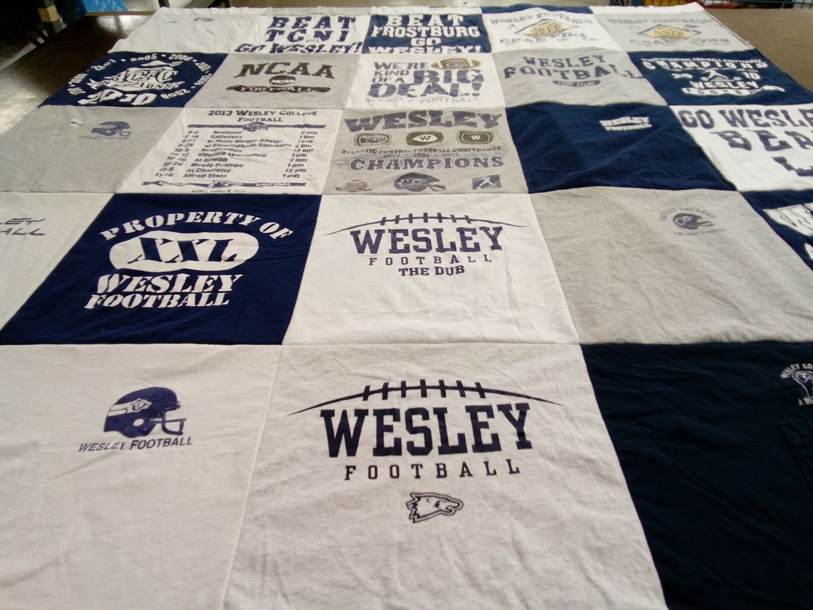 T-shirt quilt featuring wesley college football by Laurie from DE