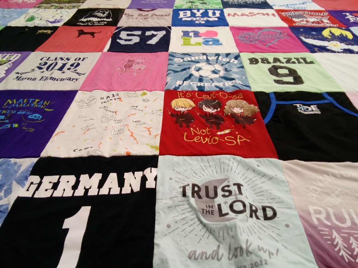 T-shirt quilt from brigham young university by Mandi from UT