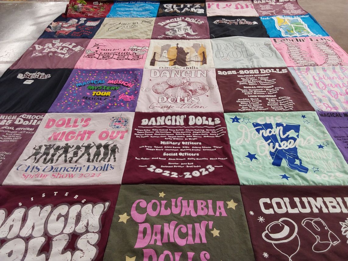 T-shirt quilt featuring chs dancin' dolls, chs dancin' queens by Megan from TX