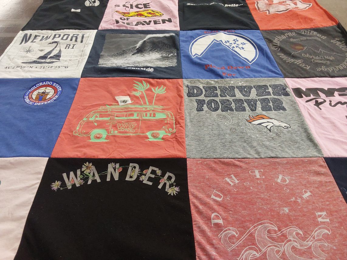 T-shirt quilt featuring denver broncos by Laura from FL