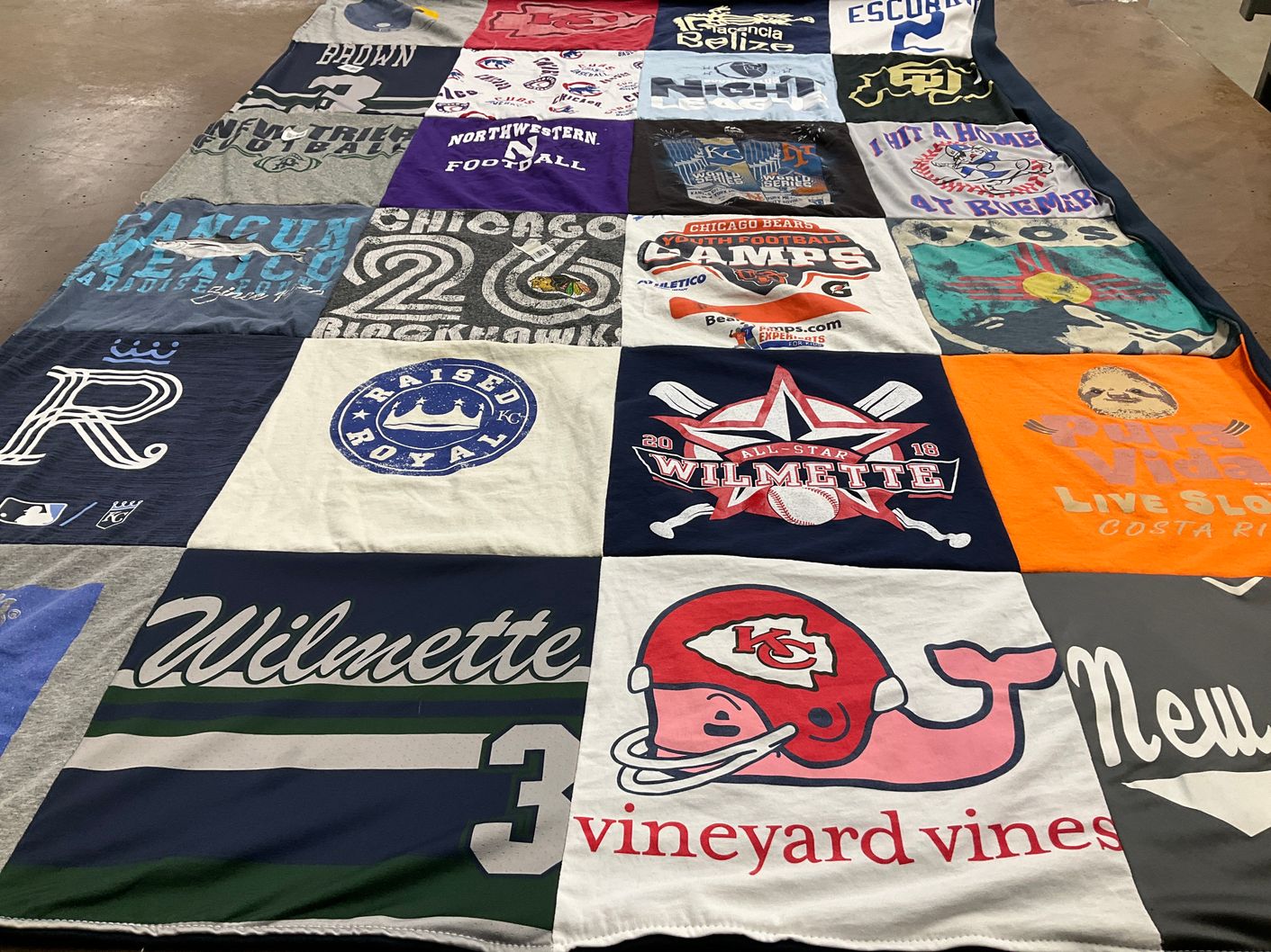 T-shirt quilt featuring kansas city royals, chicago bears by Liesel from IL