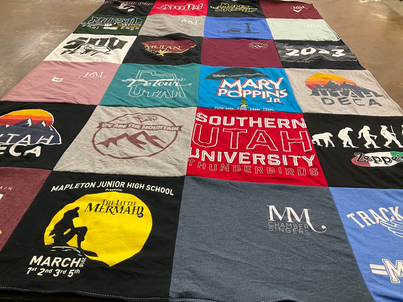 T-shirt quilt featuring southern utah university thunderbirds by Keslee from UT