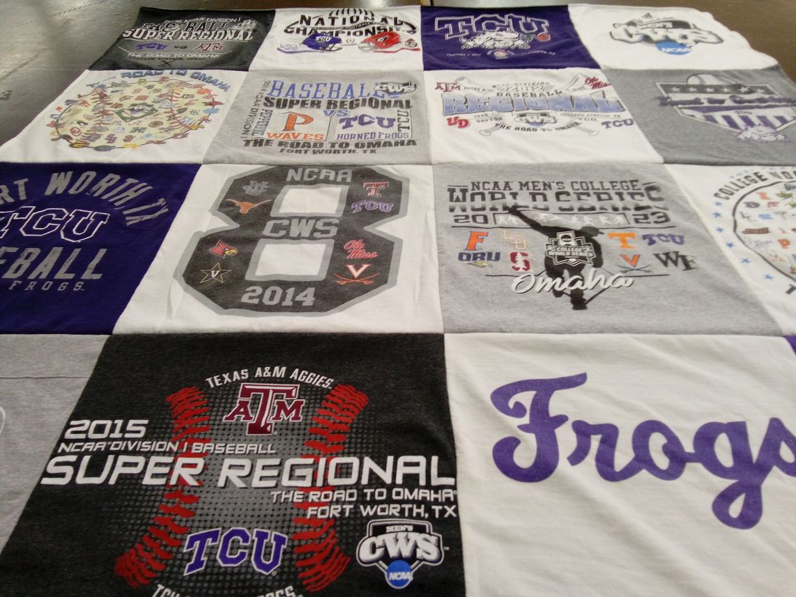 T-shirt quilt featuring texas christian university baseball by Richard from TX