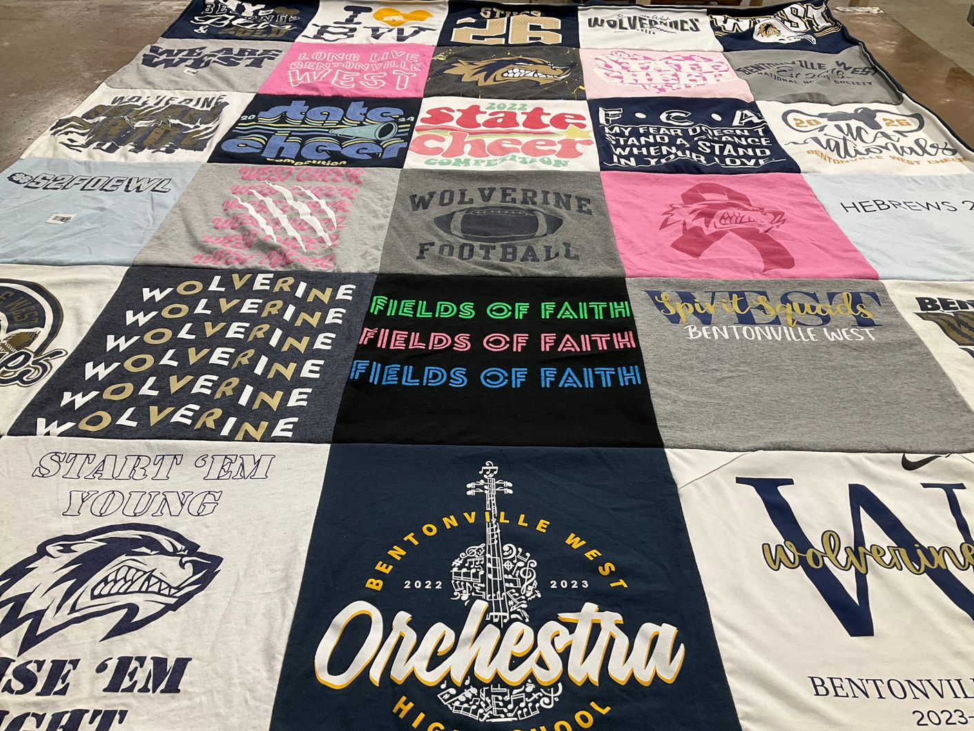 T-shirt quilt featuring bentonville west wolverines by Ashlee from AR