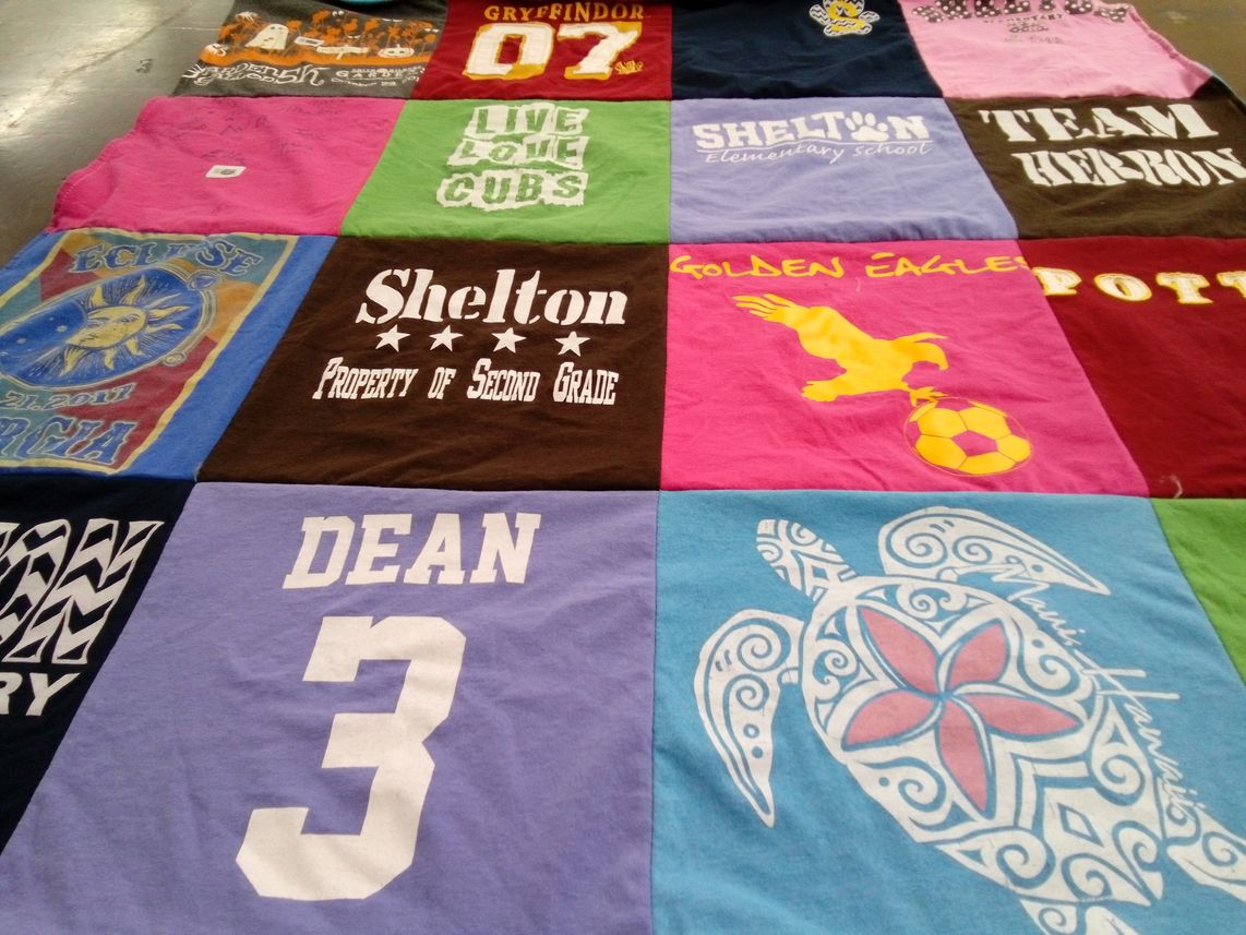 T-shirt quilt featuring golden eagles by Lisa from GA