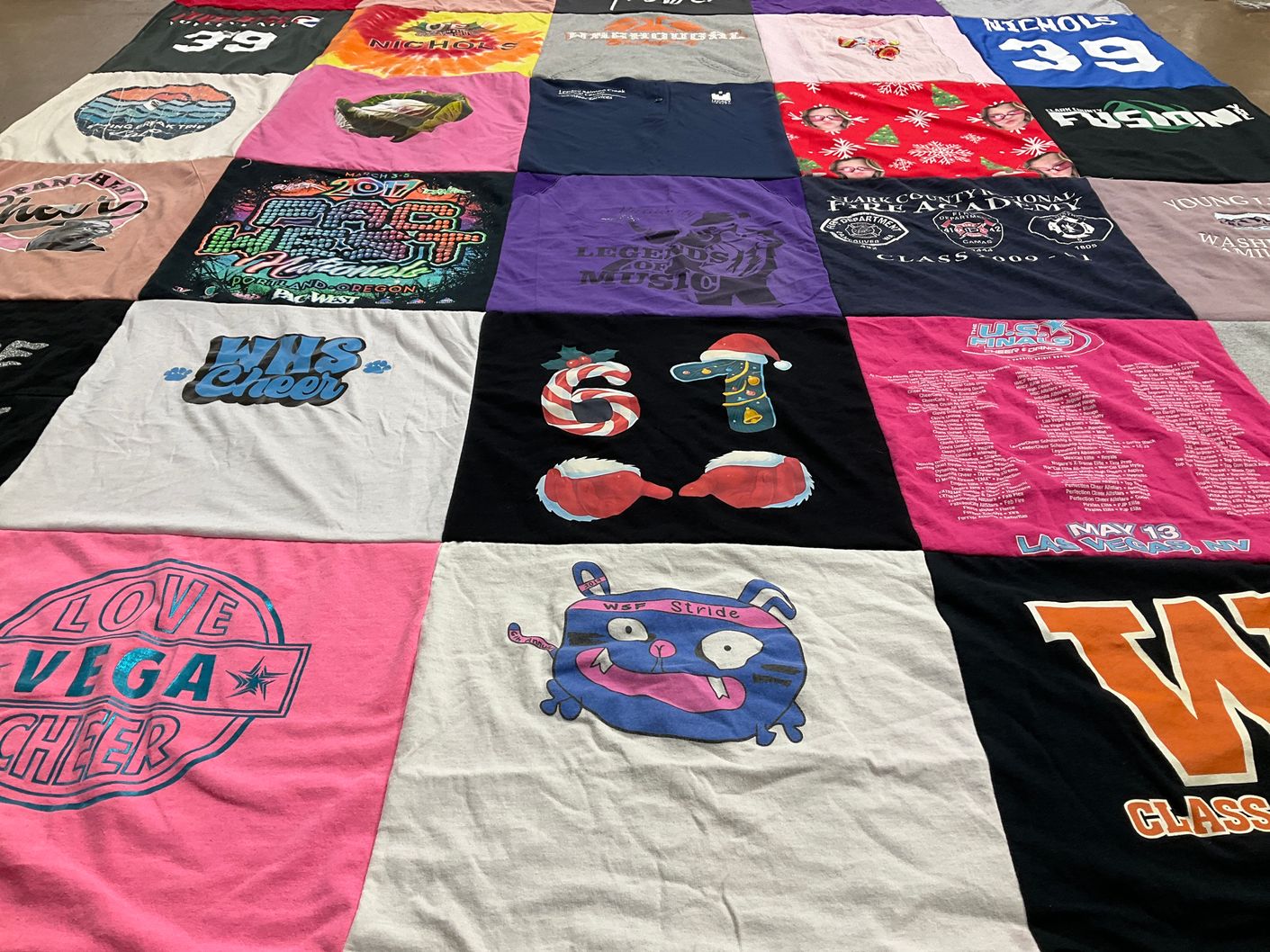 T-shirt quilt from w.h.s. cheer by Lucy from WA