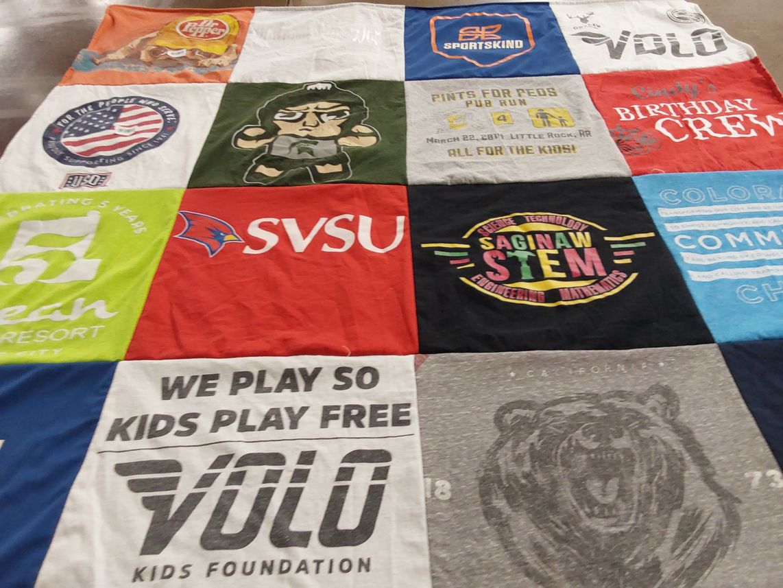 T-shirt quilt from saginaw valley state university by Nathanael from TX