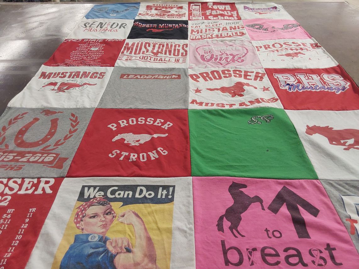 T-shirt quilt featuring prosser mustangs by Lexi from WA
