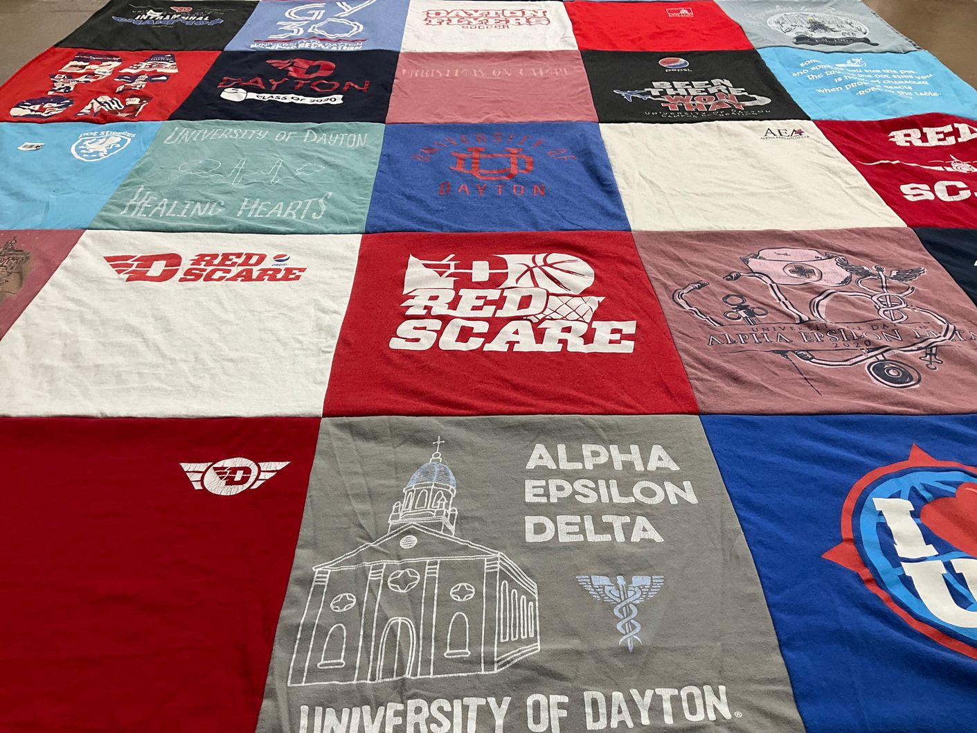 T-shirt quilt from university of dayton by Katherine from OH