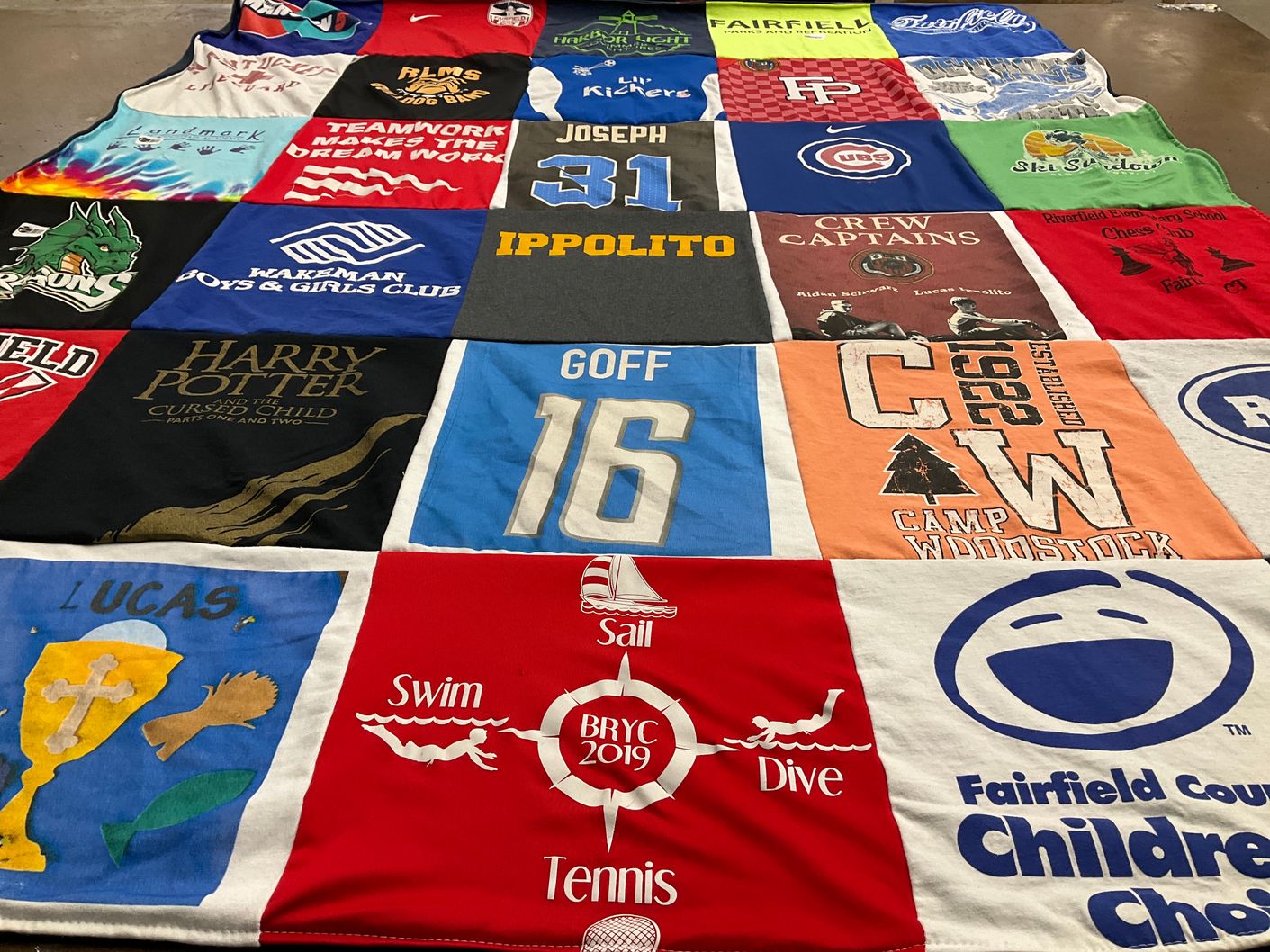 T-shirt quilt from fairfield university by Christie from CT