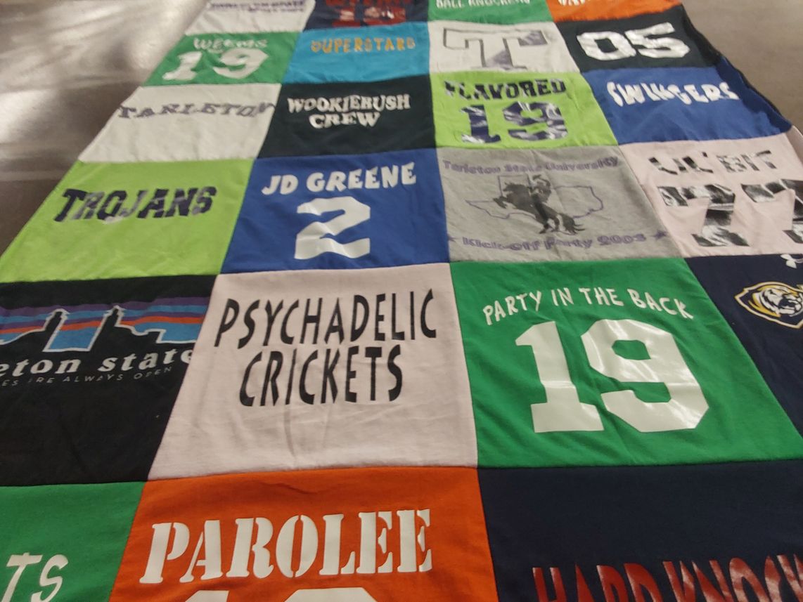 T-shirt quilt from tarleton state university by Kay from TX