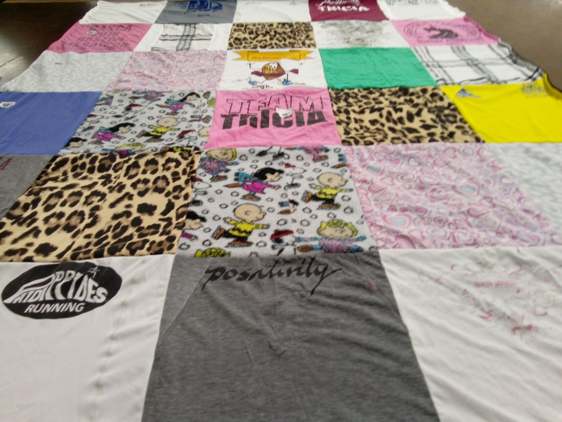 T-shirt quilt with sports, running themes by Giuliana from MA