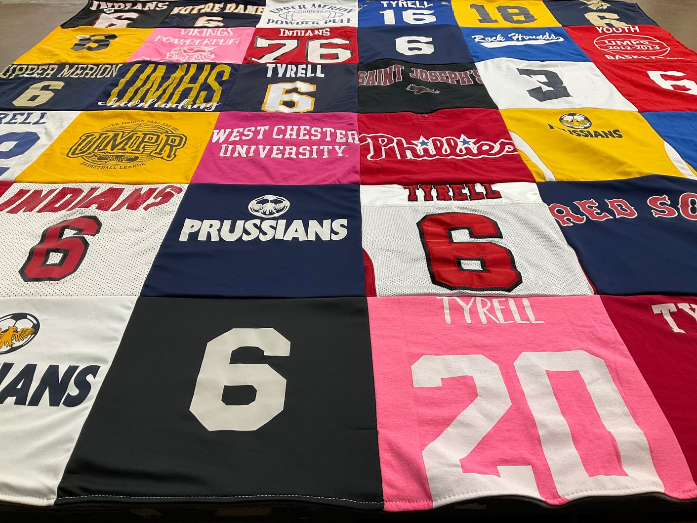 T-shirt quilt featuring upper merion indians, red sox by Ted from PA