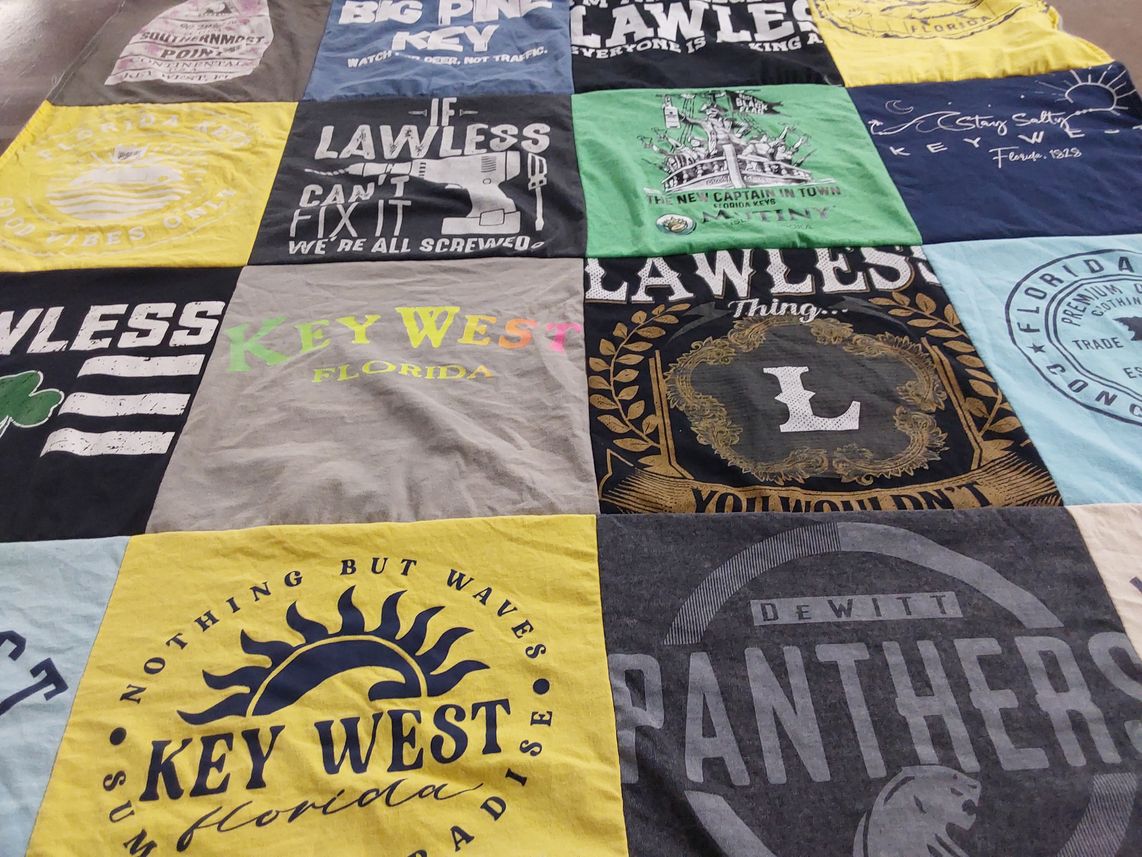 T-shirt quilt from dewitt panthers high school by Amy from MI