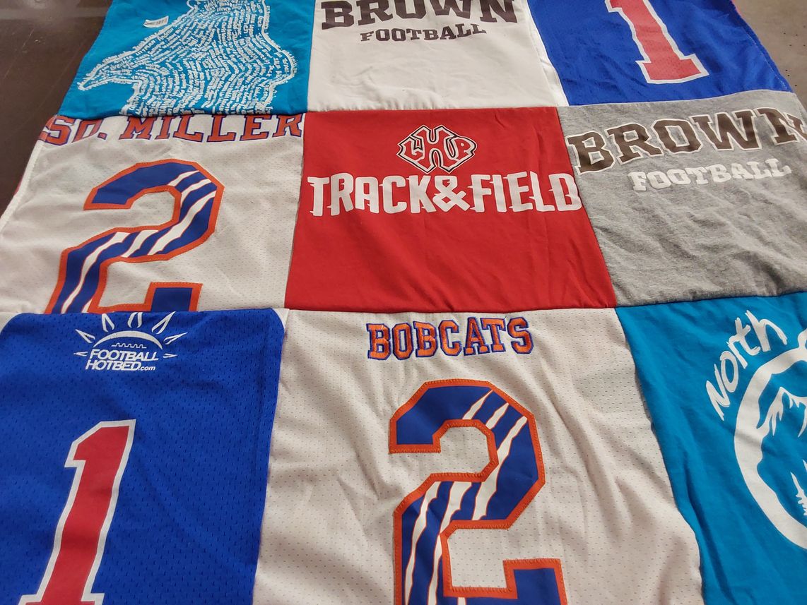 T-shirt quilt featuring bobcats by Kaydene from FL