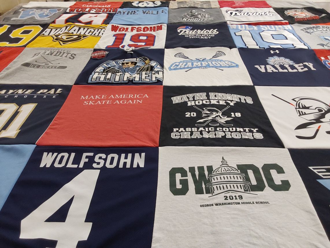 T-shirt quilt featuring wayne knights hockey, passaic county champions by Shannon from NJ