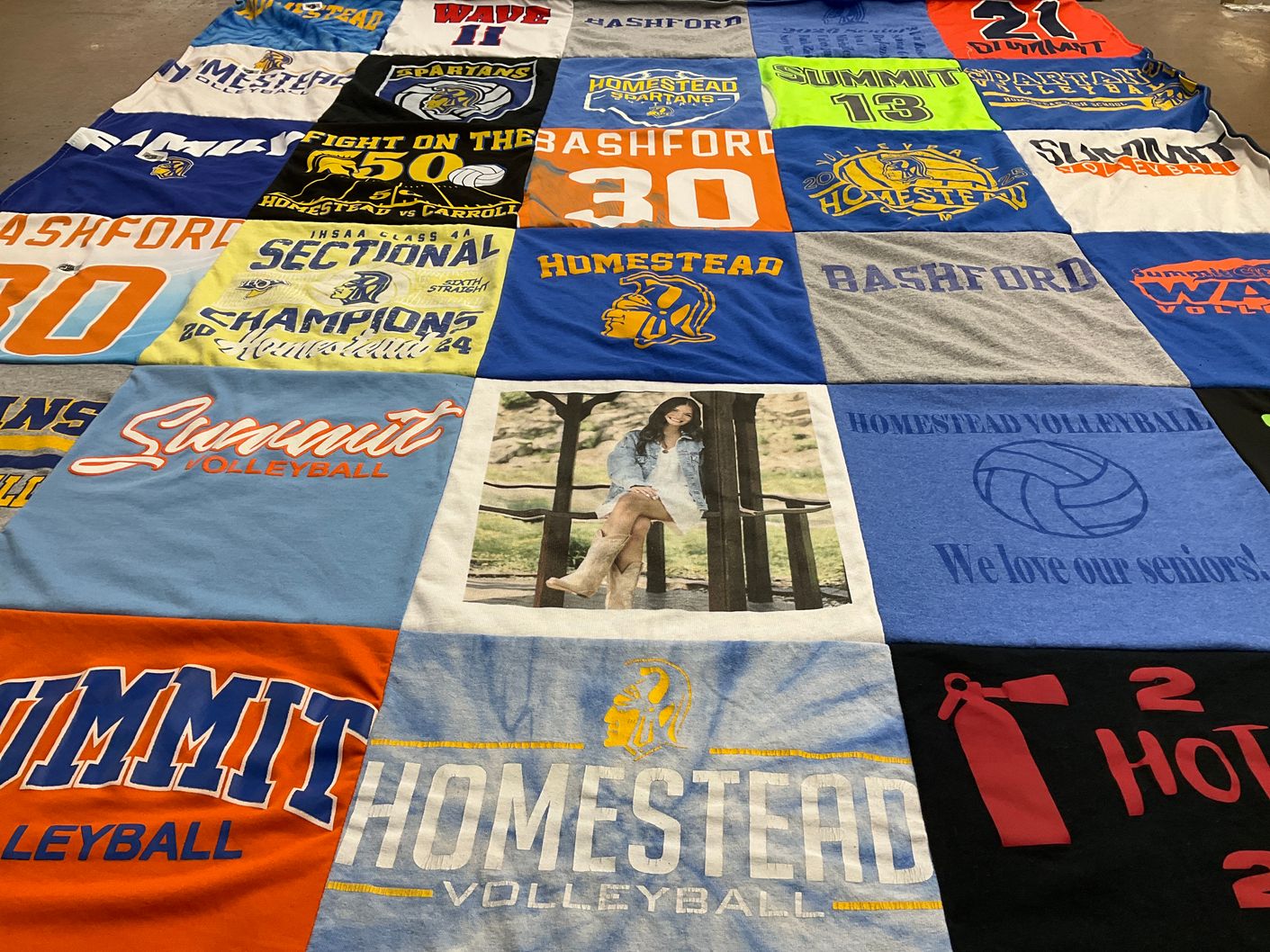 T-shirt quilt featuring homestead volleyball, summit volleyball by Lisa from IN