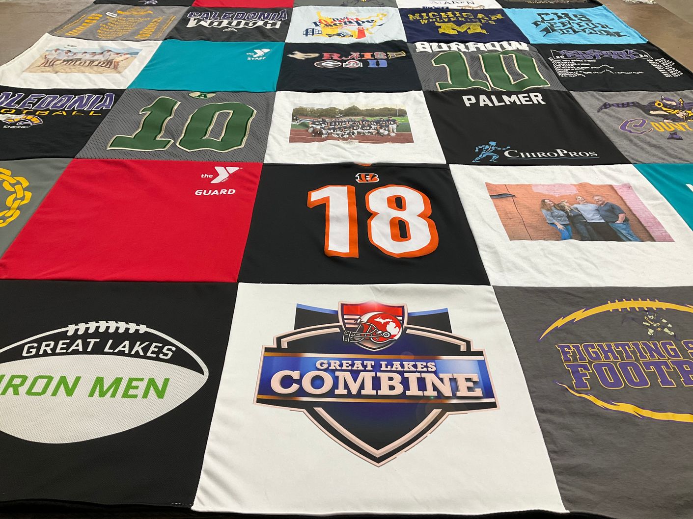 T-shirt quilt featuring great lakes iron men, fighting scott football by Brandelle from MI