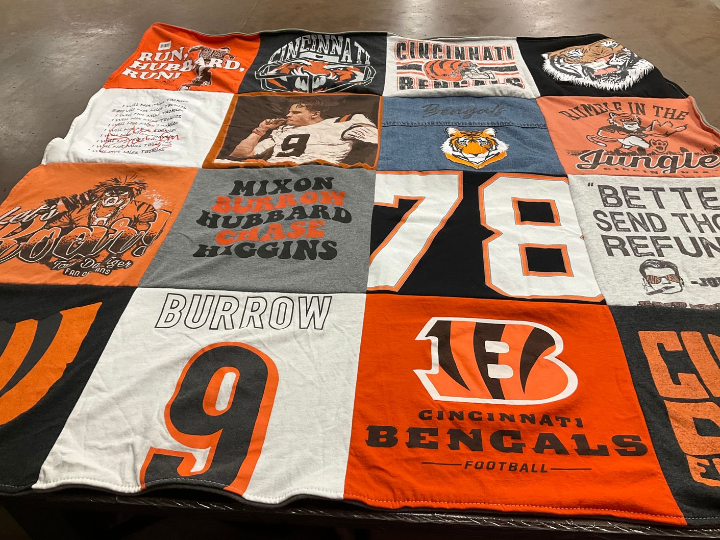 T-shirt quilt featuring cincinnati bengals by Leigh from OH