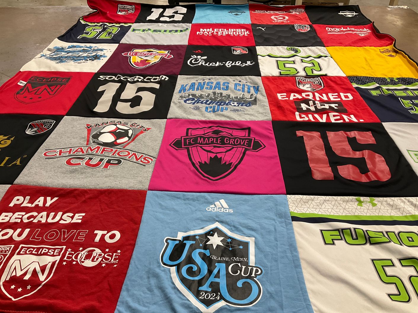 T-shirt quilt featuring fc maple grove by Tim from MN