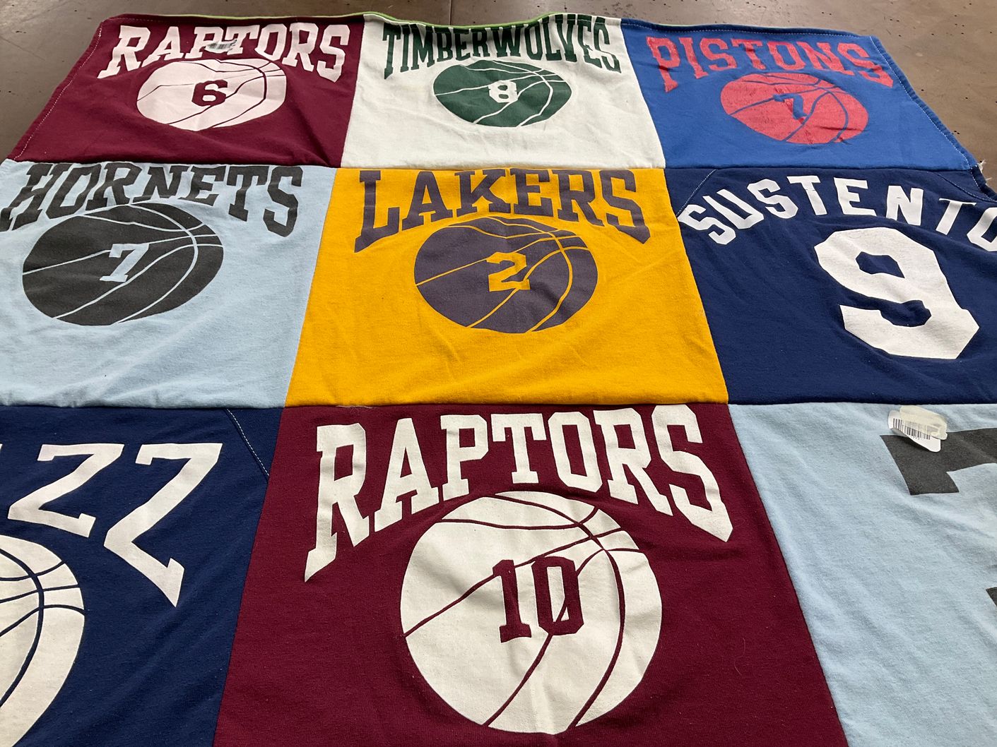 T-shirt quilt featuring toronto raptors, minnesota timberwolves by Darlene from CA