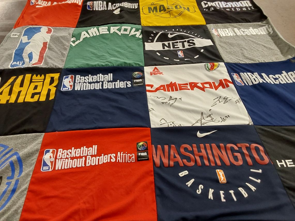 T-shirt quilt with basketball themes by Isaiah from NY